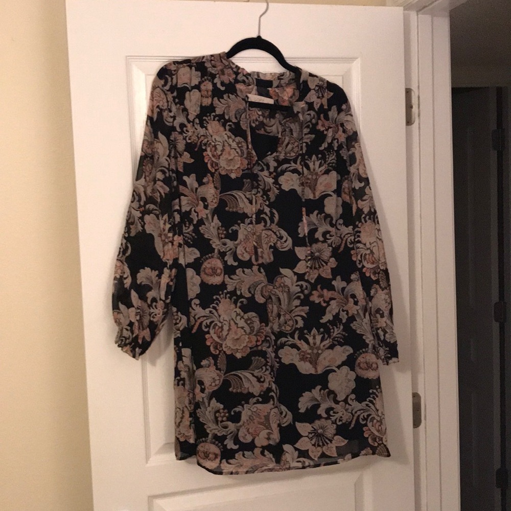 LOFT fall floral log sleeve dress